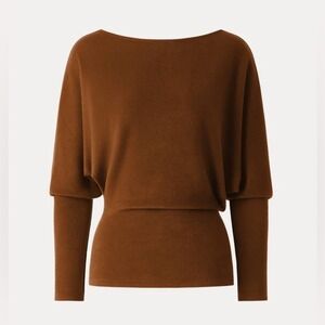 OGL MaxWarm Boatneck Top with Asymmetrical Hem Rust Orange Brown small NWT